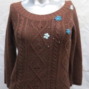 SO Brown Embellished Long Sleeve Sweater